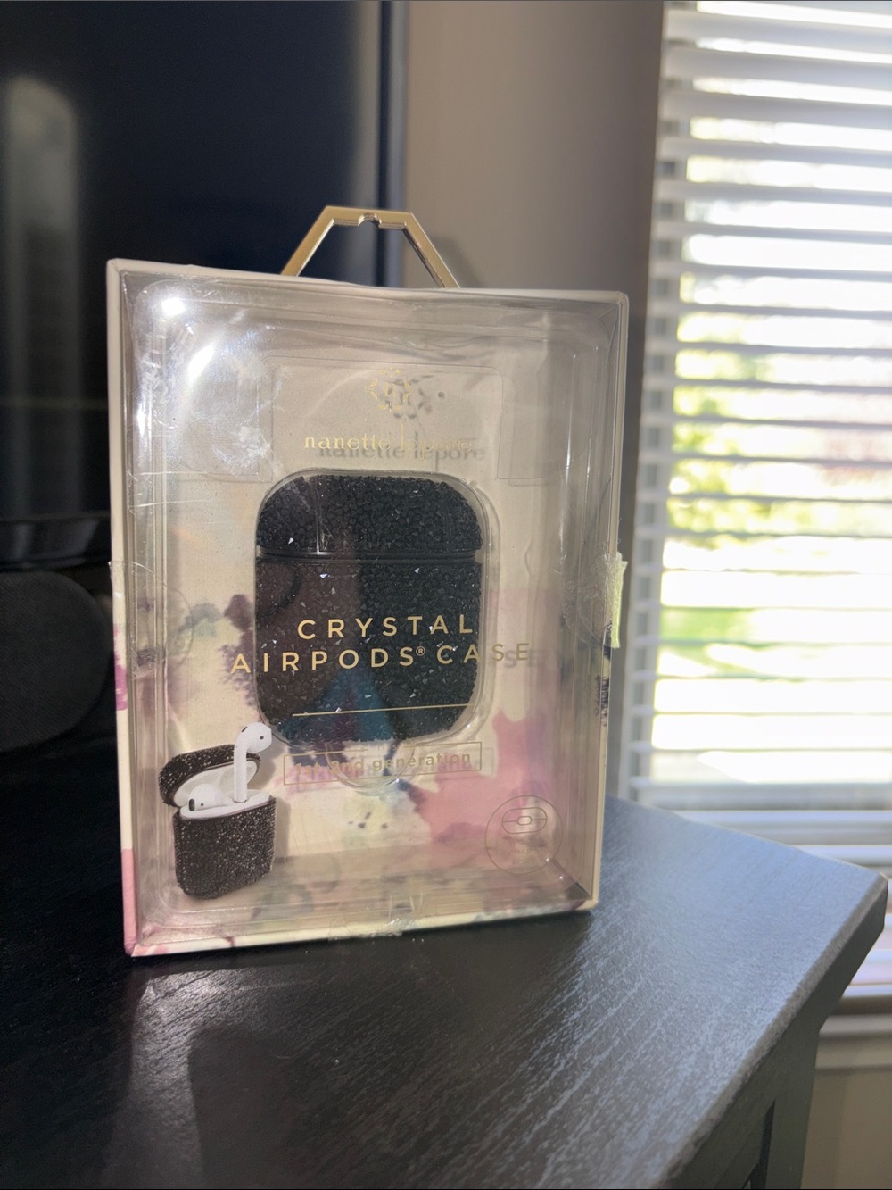 Nanette Lepore Crystal AirPods Case in Black with Glitter 1st-2nd gen